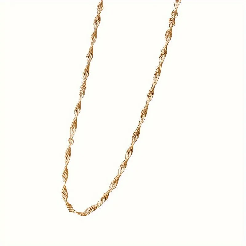 1pc Water Ripple Chain Necklace, Elegant & Simple Style Versatile Neck Chain Jewelry Daily Wear Accessories