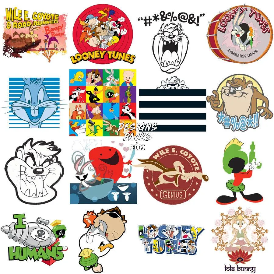 48 Cartoon Loony Designs Bundle PNG