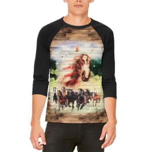 4th of July Wild Horse Mustang Patriot Mens Raglan T Shirt