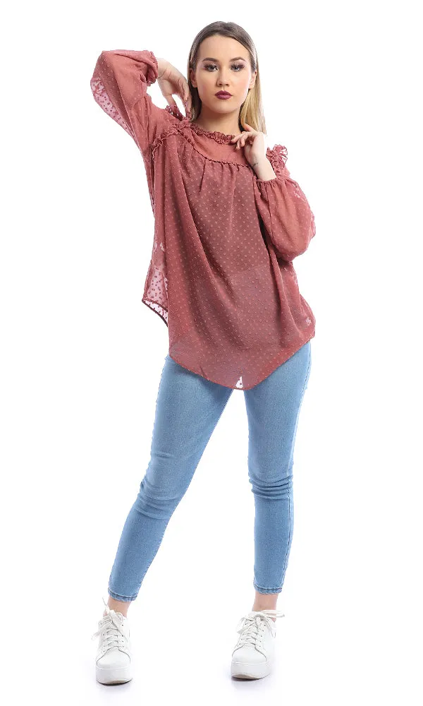 53886 Chiffon Dusty Rose Waist Top