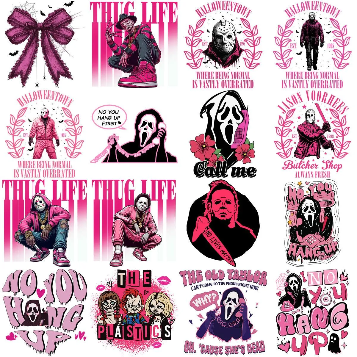 55 Halloween Pink October Horror Designs Bundle PNG