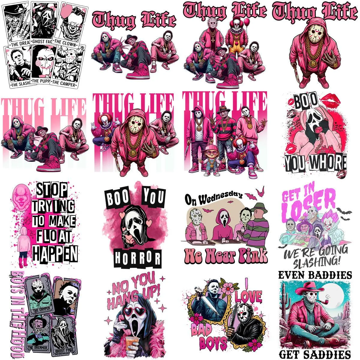 55 Halloween Pink October Horror Designs Bundle PNG