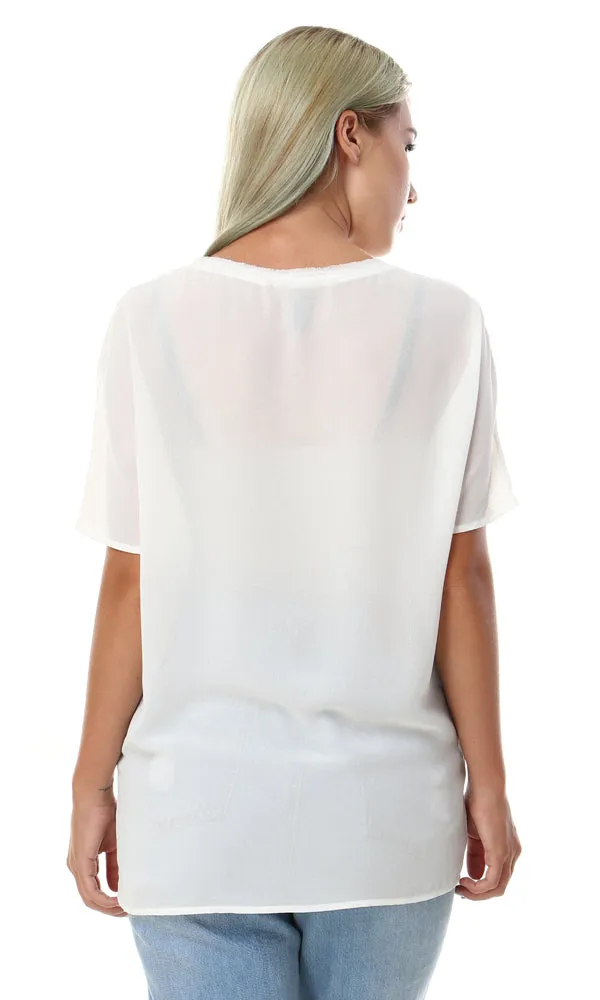 93121 Chiffon Stitched Off White Top