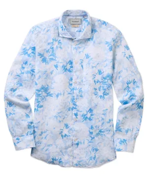 Abstract Floral Print Long-Sleeve Sport Shirt