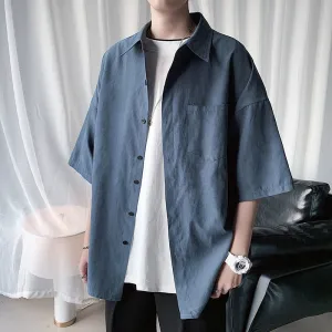 Aidase Men's Solid Color Shirts Fashion Woman Short Sleeve Shirt Casual Oversize Tops Male Clothing