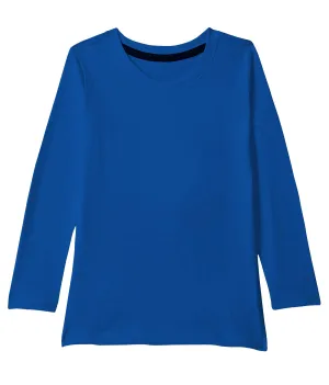 American-Elm Royal Blue Full Sleeve Cotton Round Neck Tshirt for Boys | Plain Cotton Tshirt for Boys