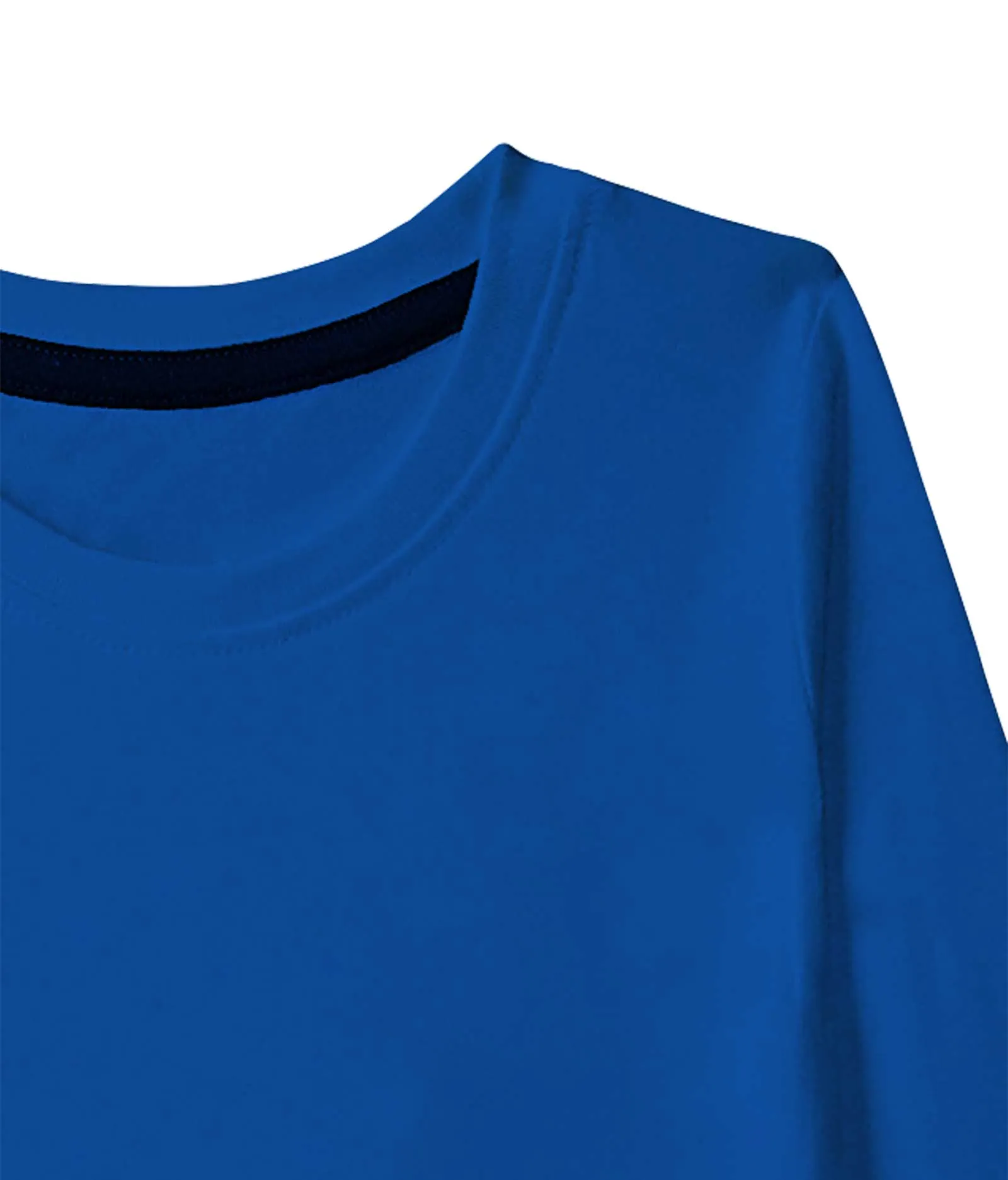 American-Elm Royal Blue Full Sleeve Cotton Round Neck Tshirt for Boys | Plain Cotton Tshirt for Boys