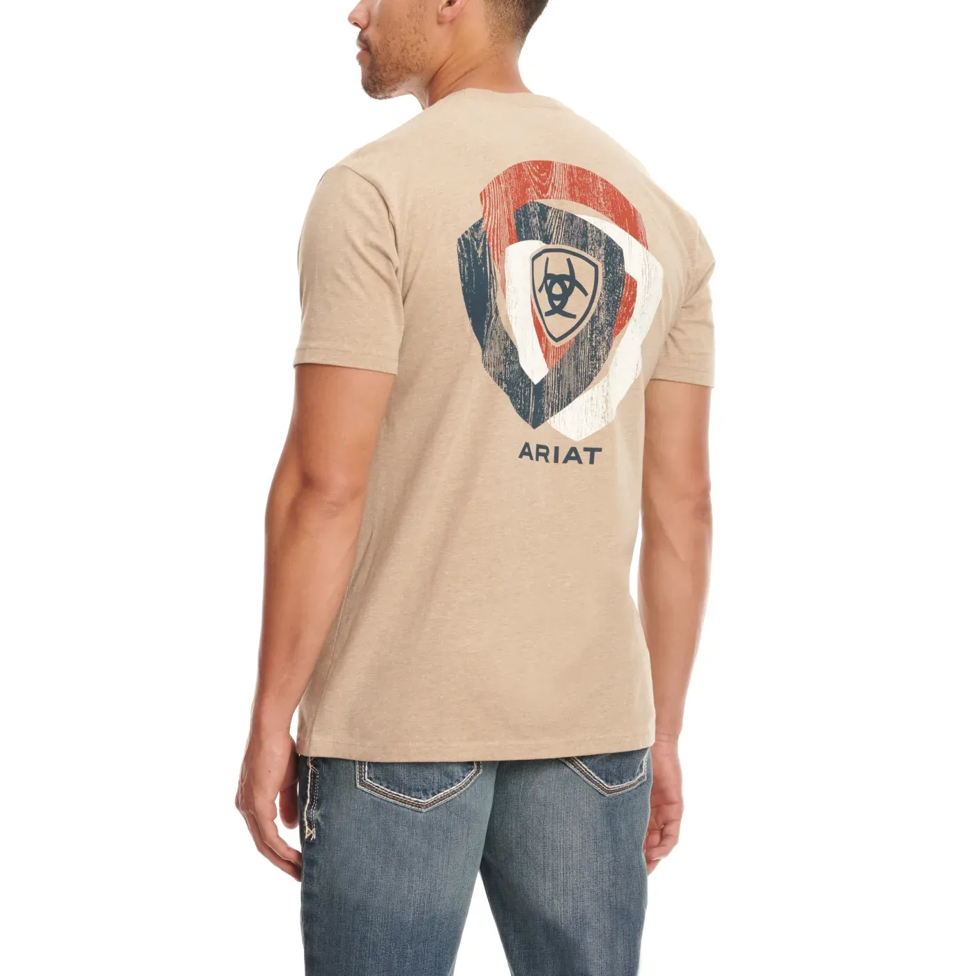 Ariat Men's Oatmeal Wooden Shield Logo Short Sleeve T-Shirt