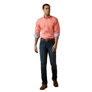 Ariat Men's Wrinkle Free Flame Coral Winston Fitted Shirt