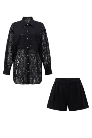 ASTRID LACE CRYSTAL SHIRT SET