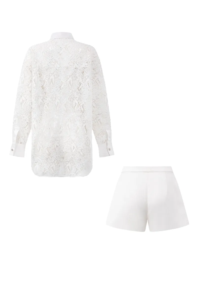 ASTRID LACE CRYSTAL SHIRT SET