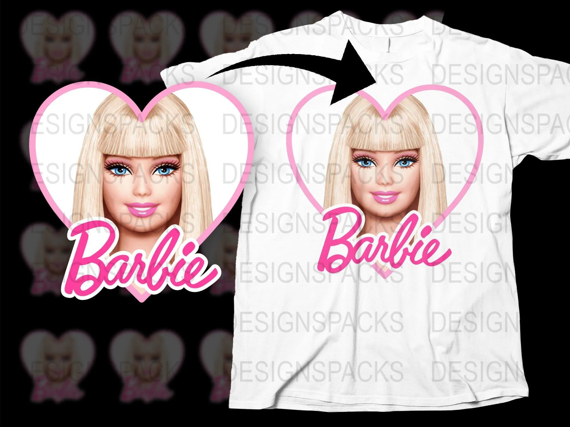 Barbie Heart Logo Graphic Png Digital Download