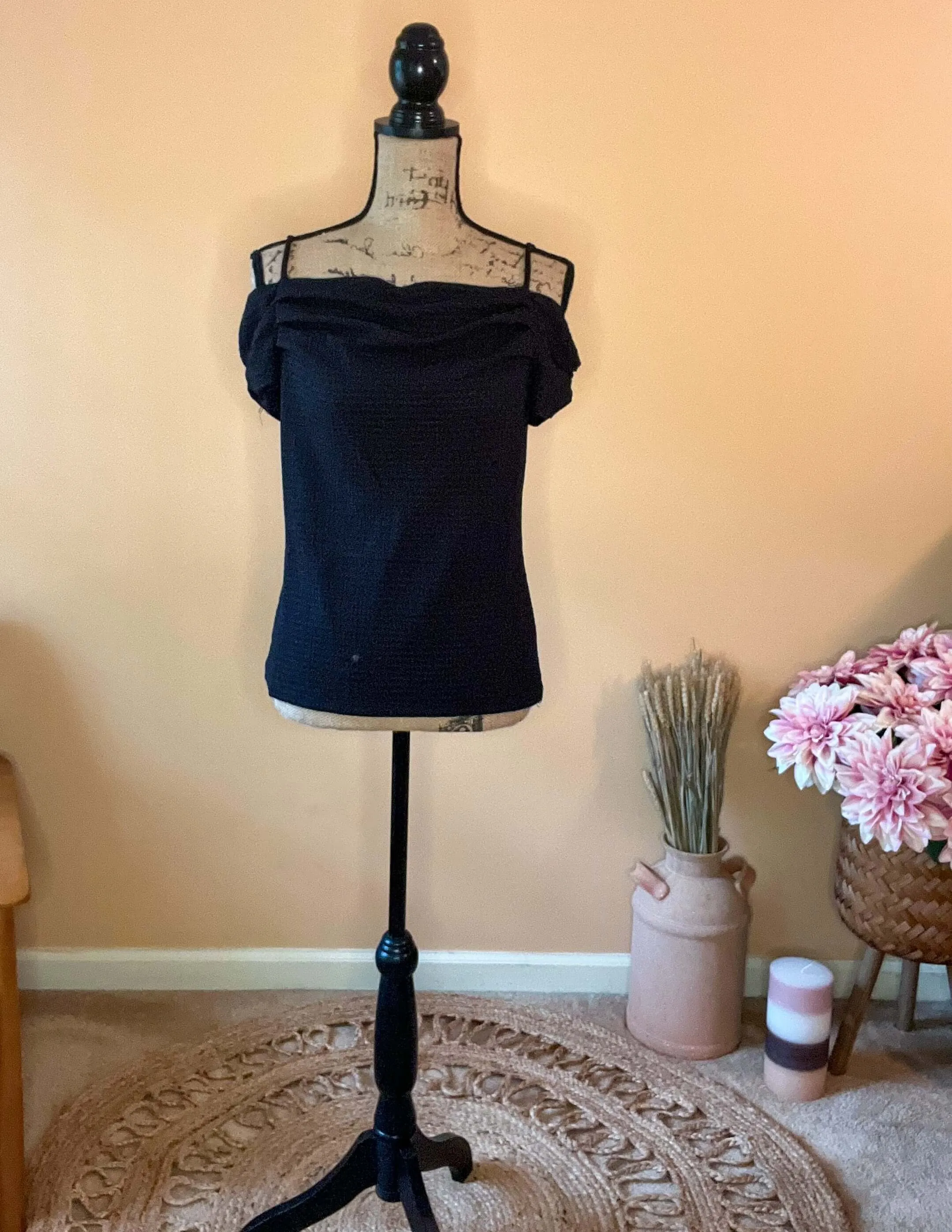 Bare Elegance Cold Shoulder Top - Black