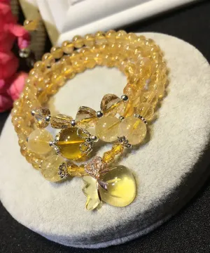 Beautiful Yellow Crystal Rosary Multi Loop Charm Bracelet ML1245