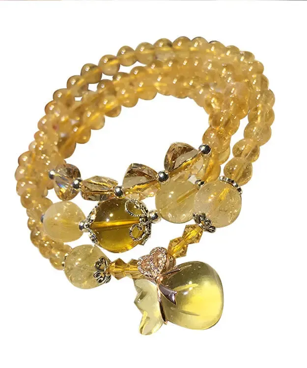 Beautiful Yellow Crystal Rosary Multi Loop Charm Bracelet ML1245