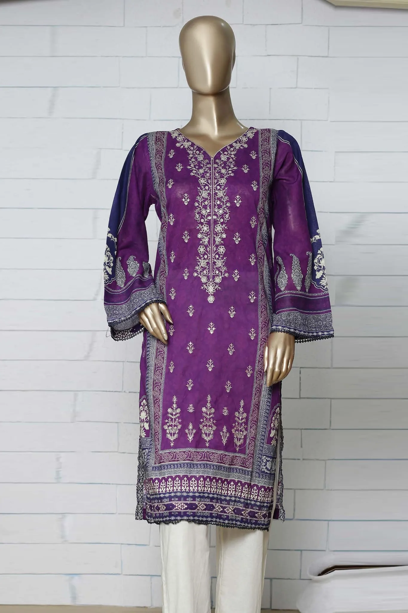 Bin Saeed Stitched Eid Embroidered Shirts Collection'2023-SMLSF-27-Purple