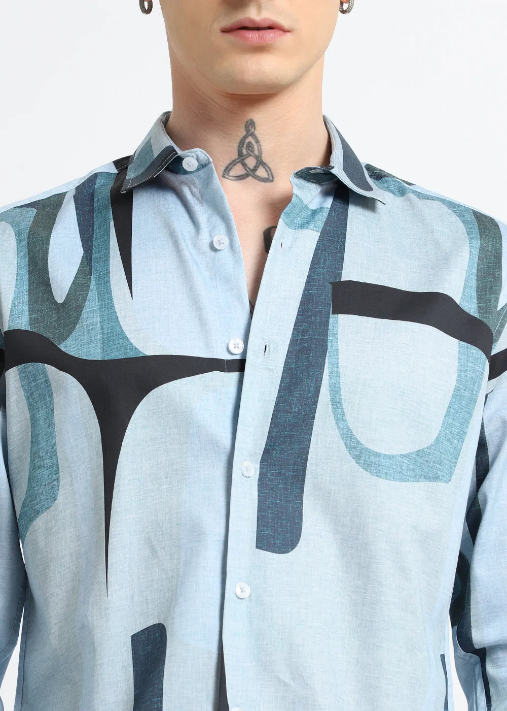 Blue Abstract Printed Shirt