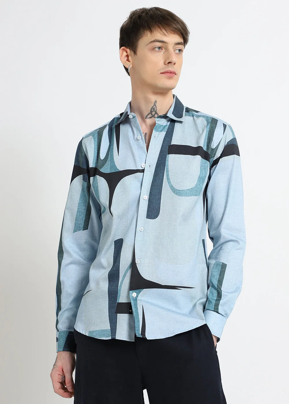 Blue Abstract Printed Shirt