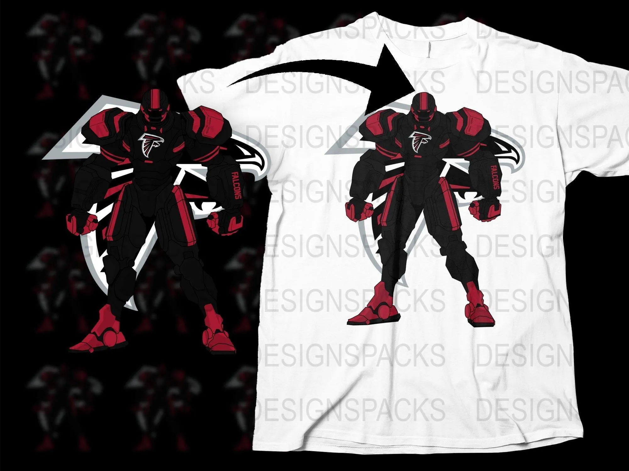 Bold Atlanta Falcons Robot Theme Graphic Png Digital Download