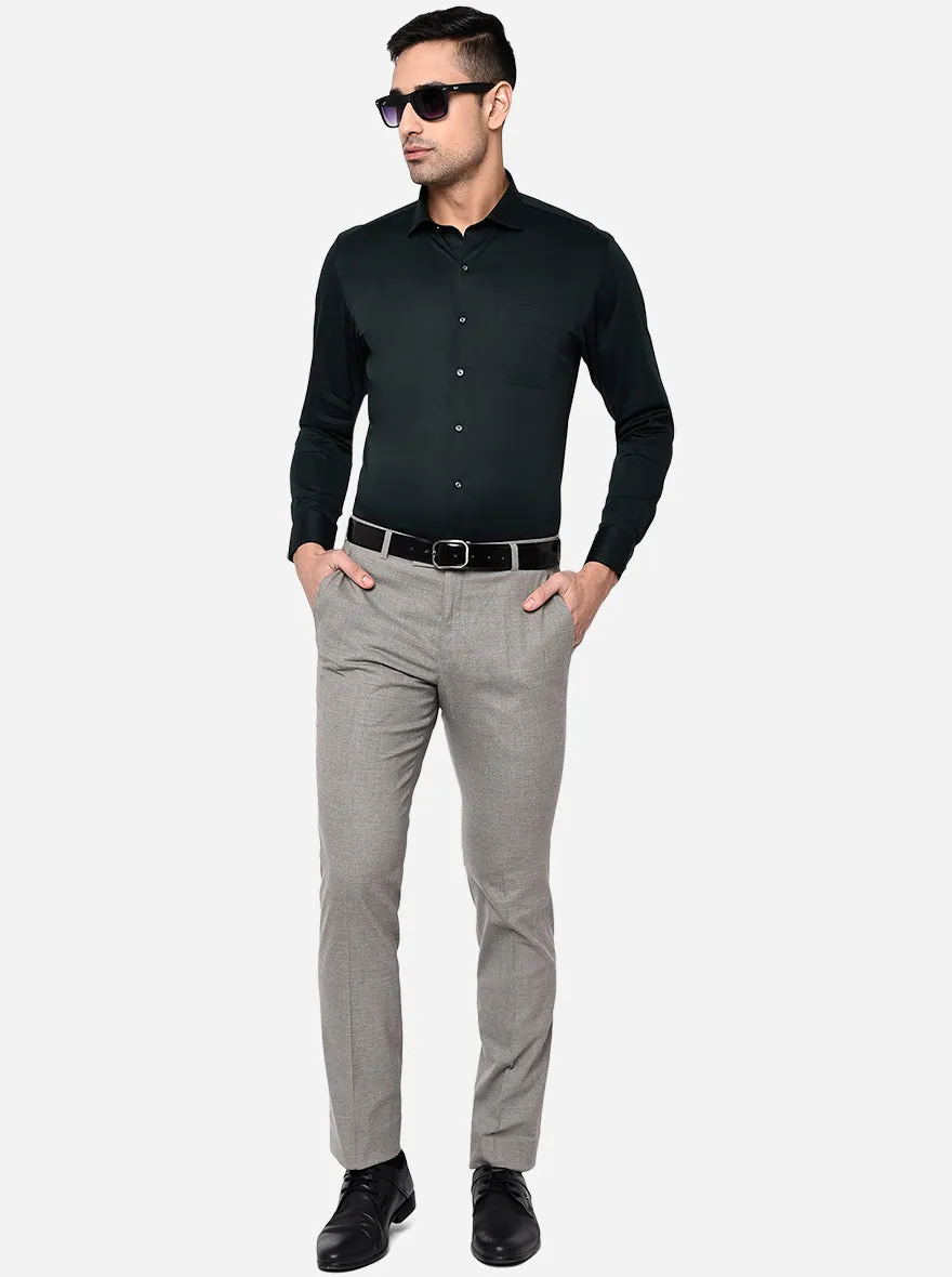 Botton Green Solid Slim Fit Party Wear Shirt | Greenfibre