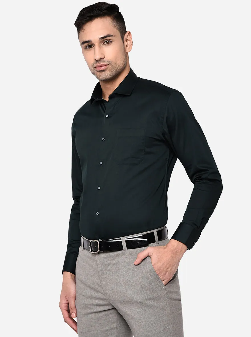 Botton Green Solid Slim Fit Party Wear Shirt | Greenfibre