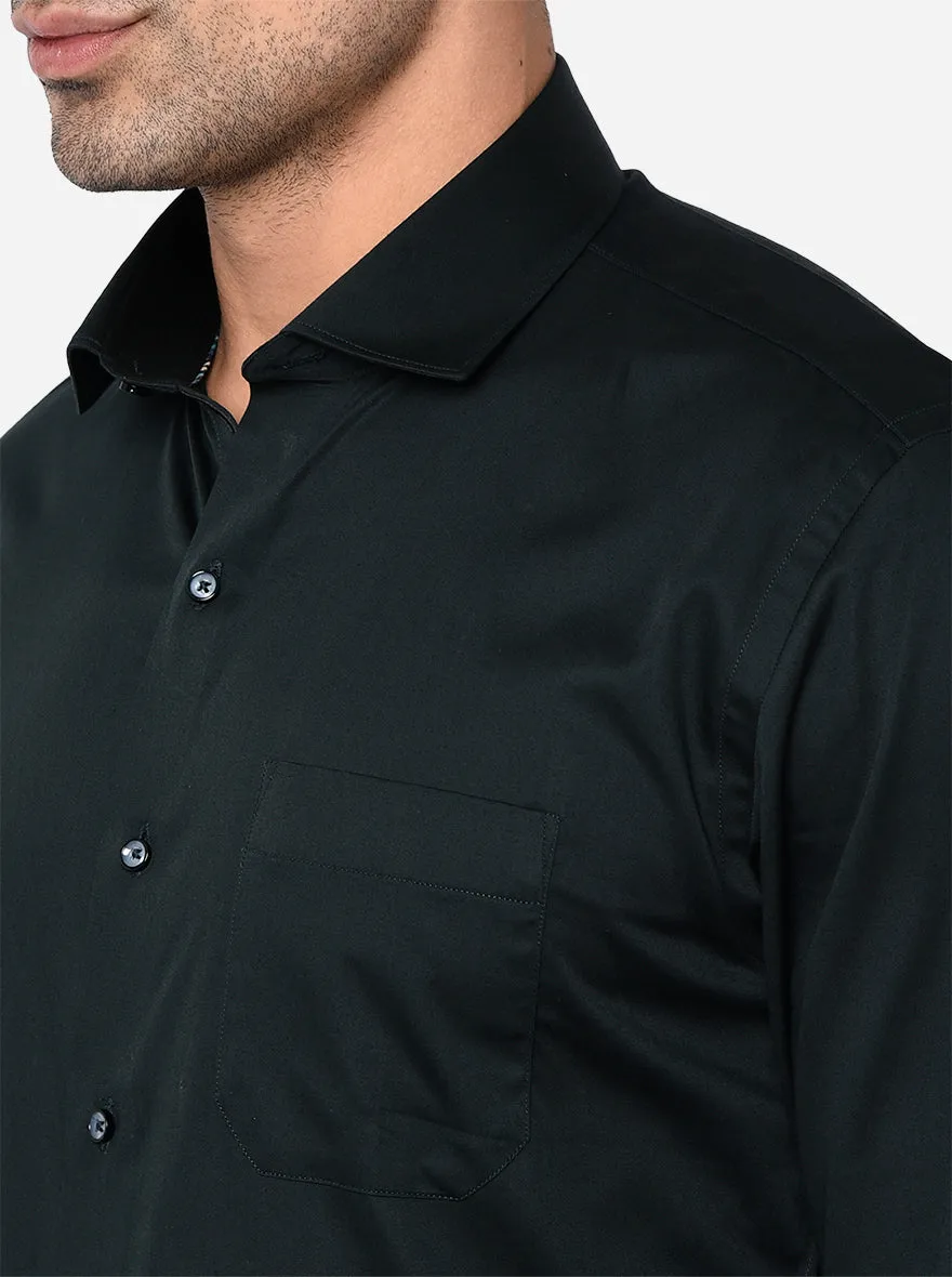 Botton Green Solid Slim Fit Party Wear Shirt | Greenfibre