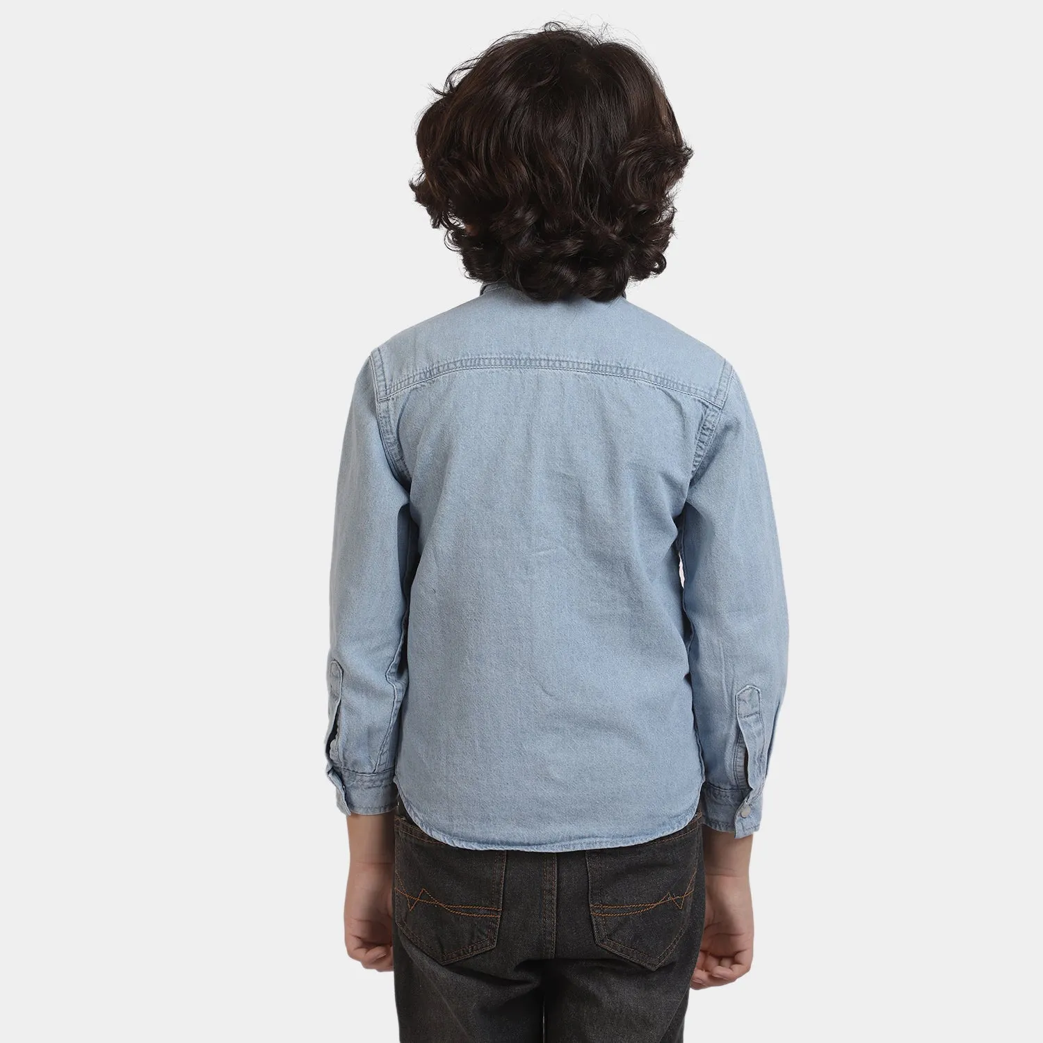 Boys Denim Casual Shirt Happy-L/BLUE