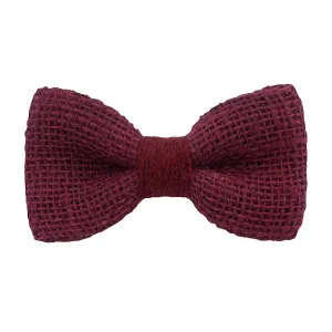 Burlap Rustic Dark Red Bow Tie