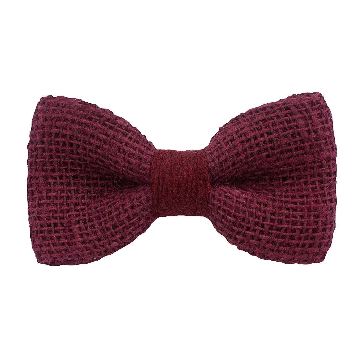 Burlap Rustic Dark Red Bow Tie