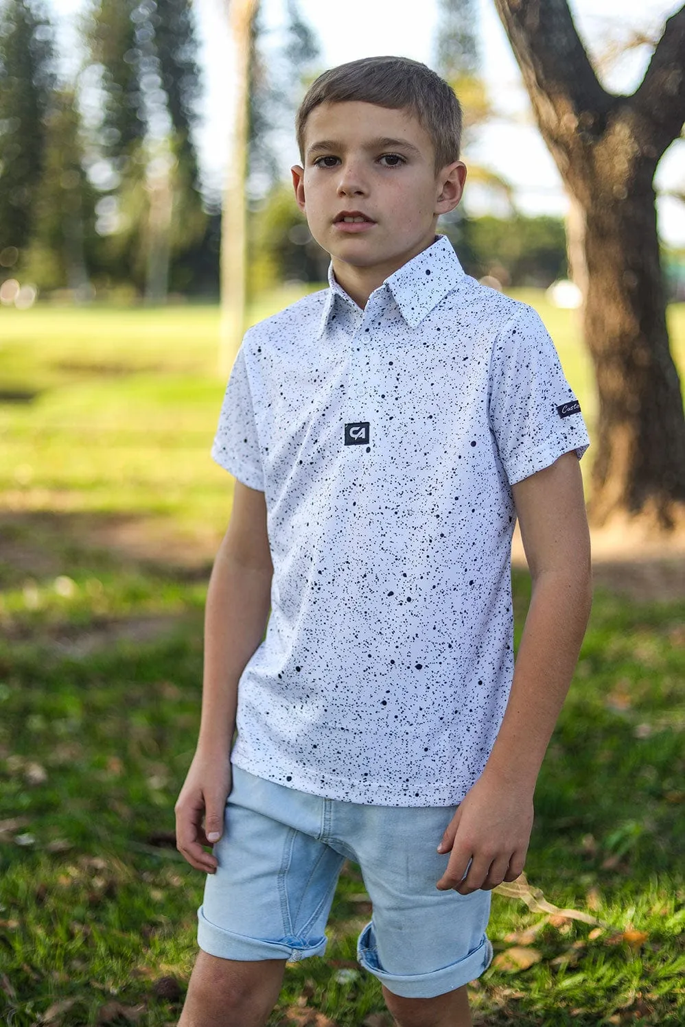 CA JNR Funky Golf Shirt | Ink Splatter