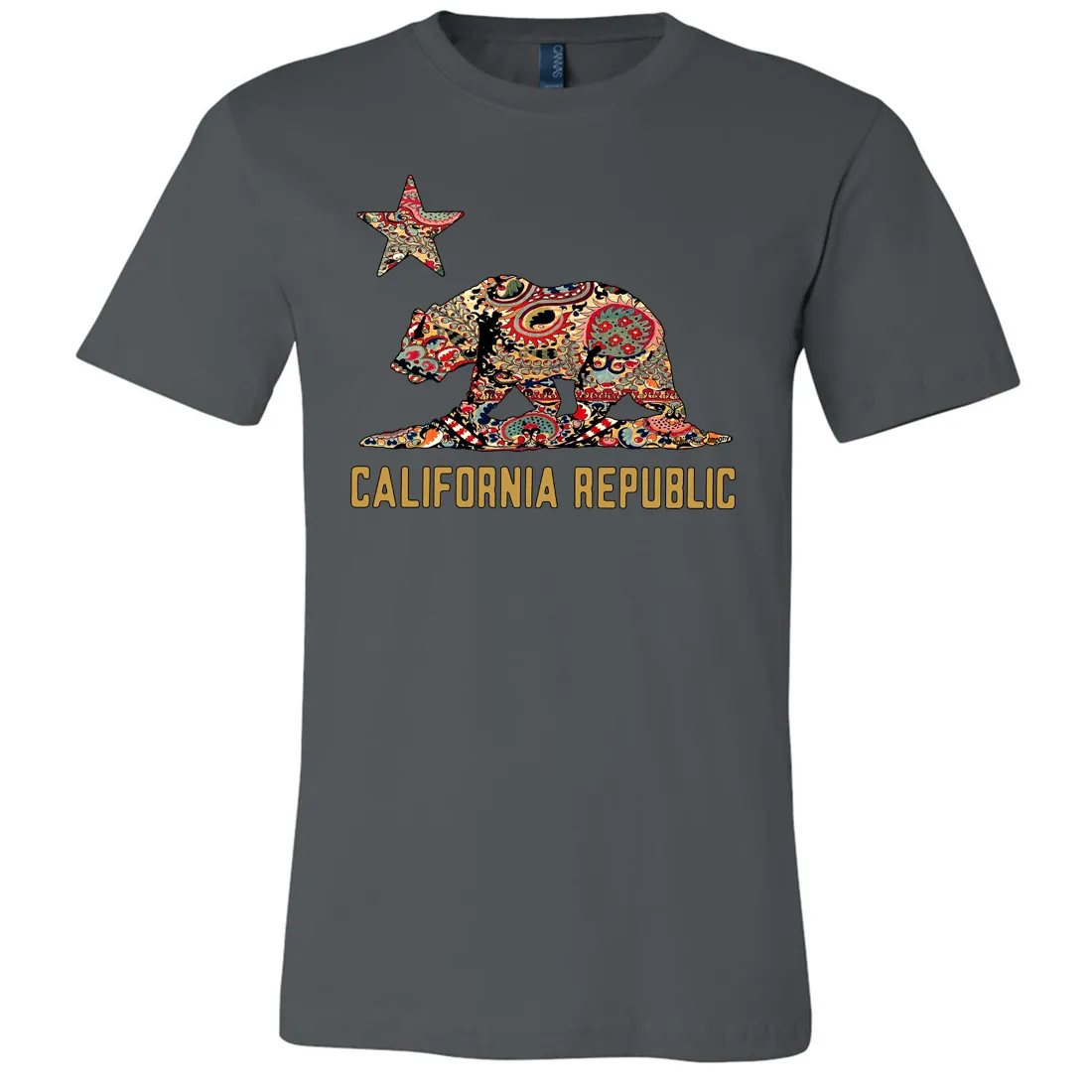 California Republic Paisley Bear Asst Colors Mens Lightweight Fitted T-Shirt/tee