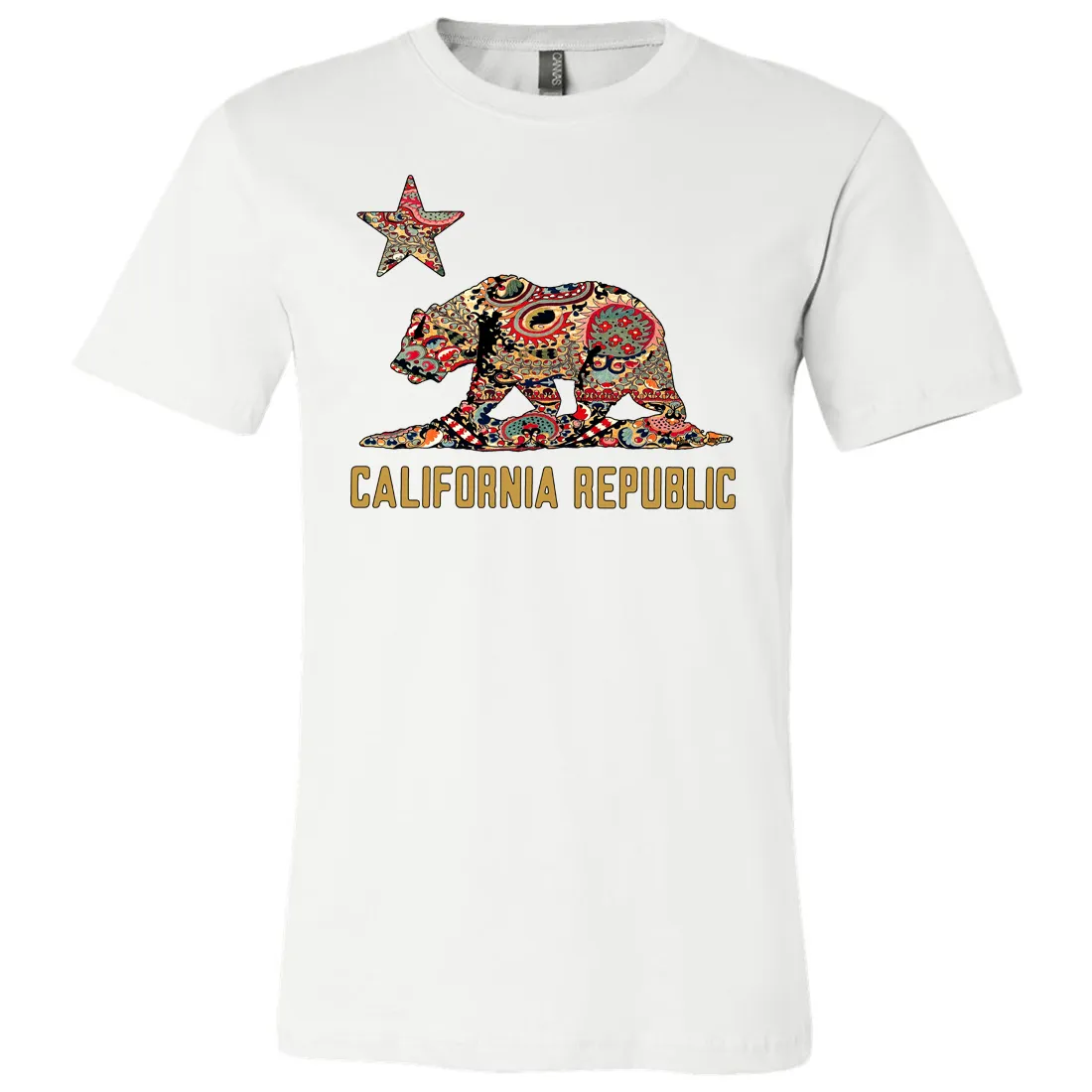 California Republic Paisley Bear Asst Colors Mens Lightweight Fitted T-Shirt/tee