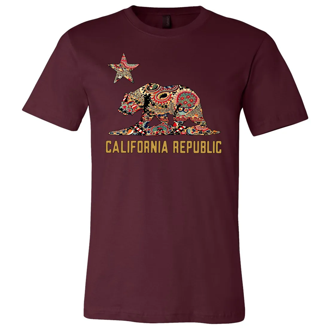 California Republic Paisley Bear Asst Colors Mens Lightweight Fitted T-Shirt/tee