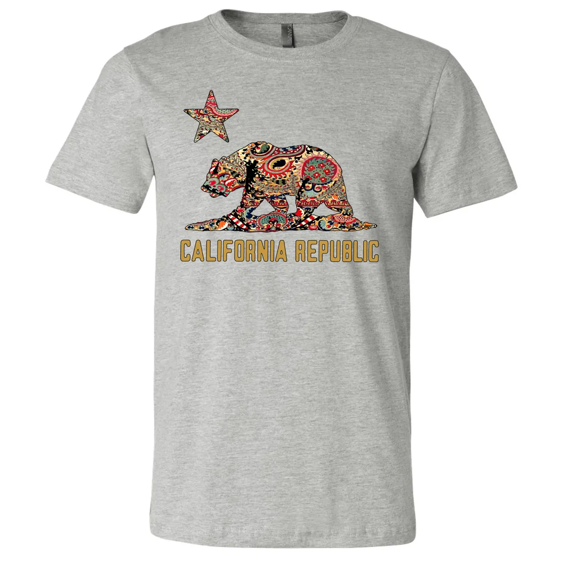 California Republic Paisley Bear Asst Colors Mens Lightweight Fitted T-Shirt/tee