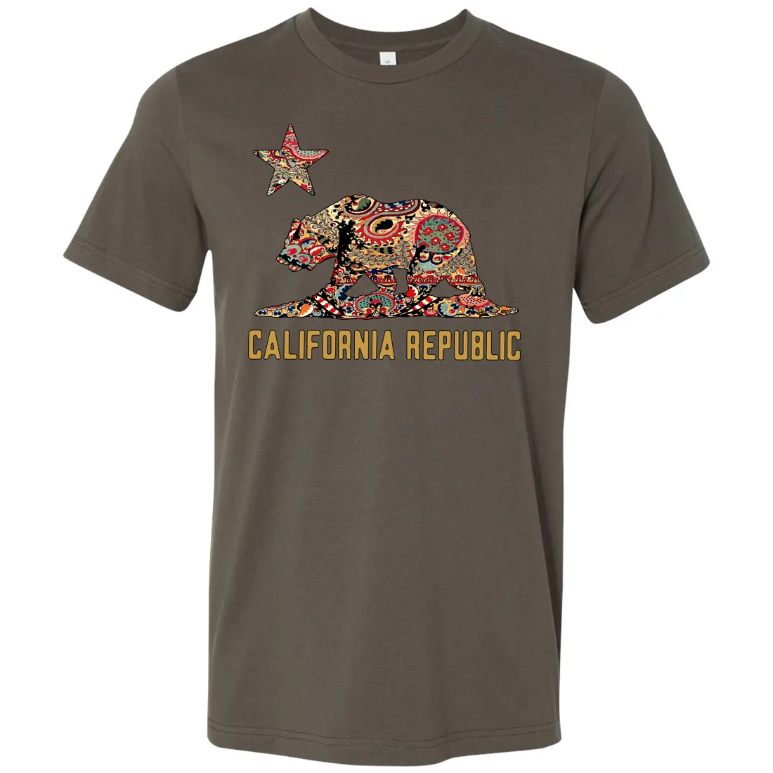 California Republic Paisley Bear Asst Colors Mens Lightweight Fitted T-Shirt/tee