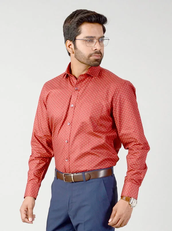 Claret Maroon Self Textured Regular Fit Formal Shirt | Greenfibre