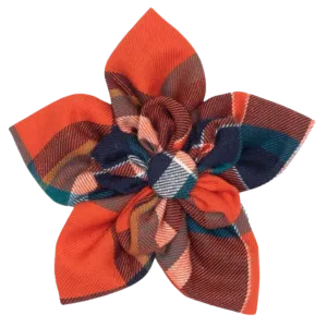 Collar Flower | Orange & Navy Plaid