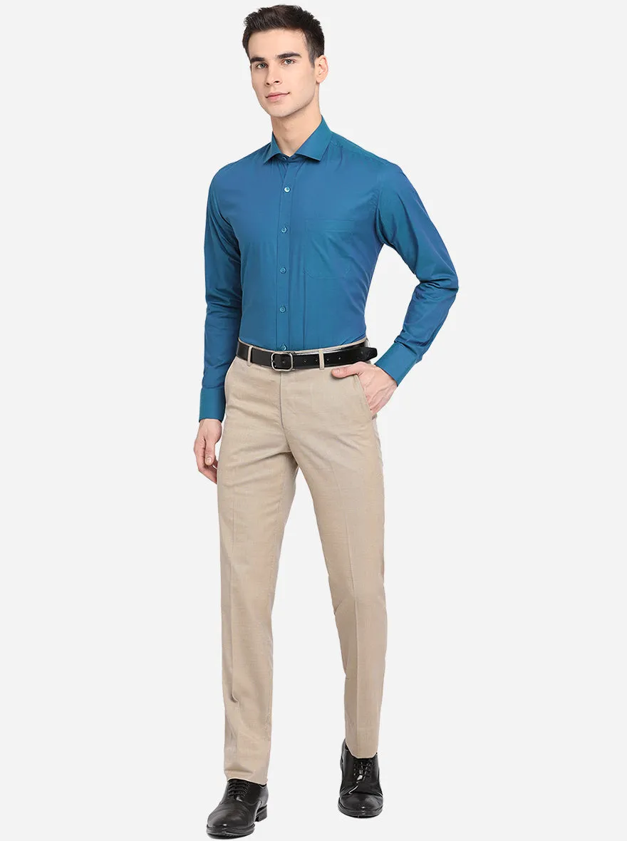 Cornflower Solid Slim Fit Formal Shirt | Metal