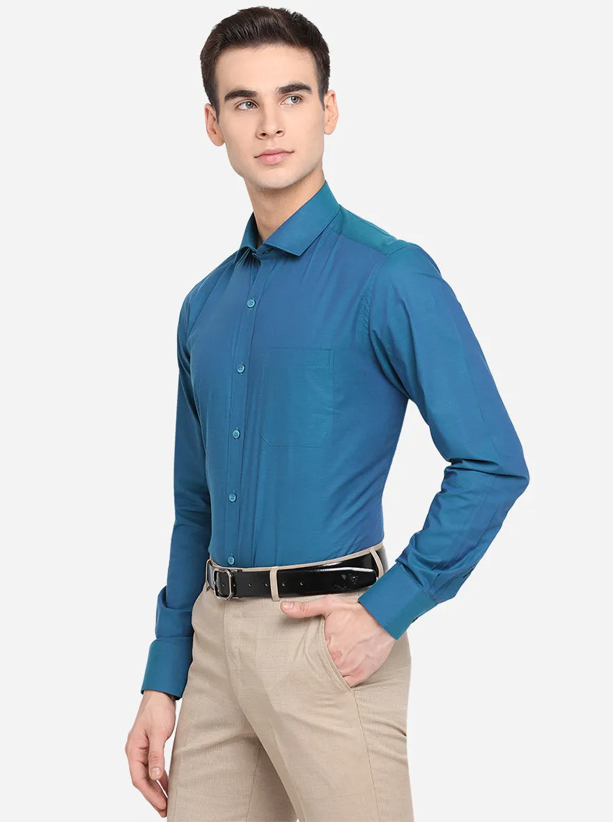 Cornflower Solid Slim Fit Formal Shirt | Metal