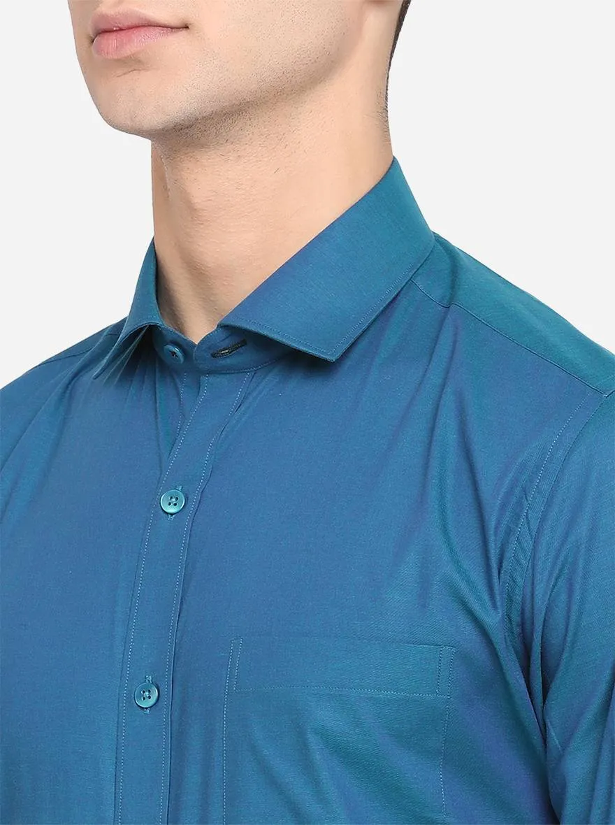 Cornflower Solid Slim Fit Formal Shirt | Metal