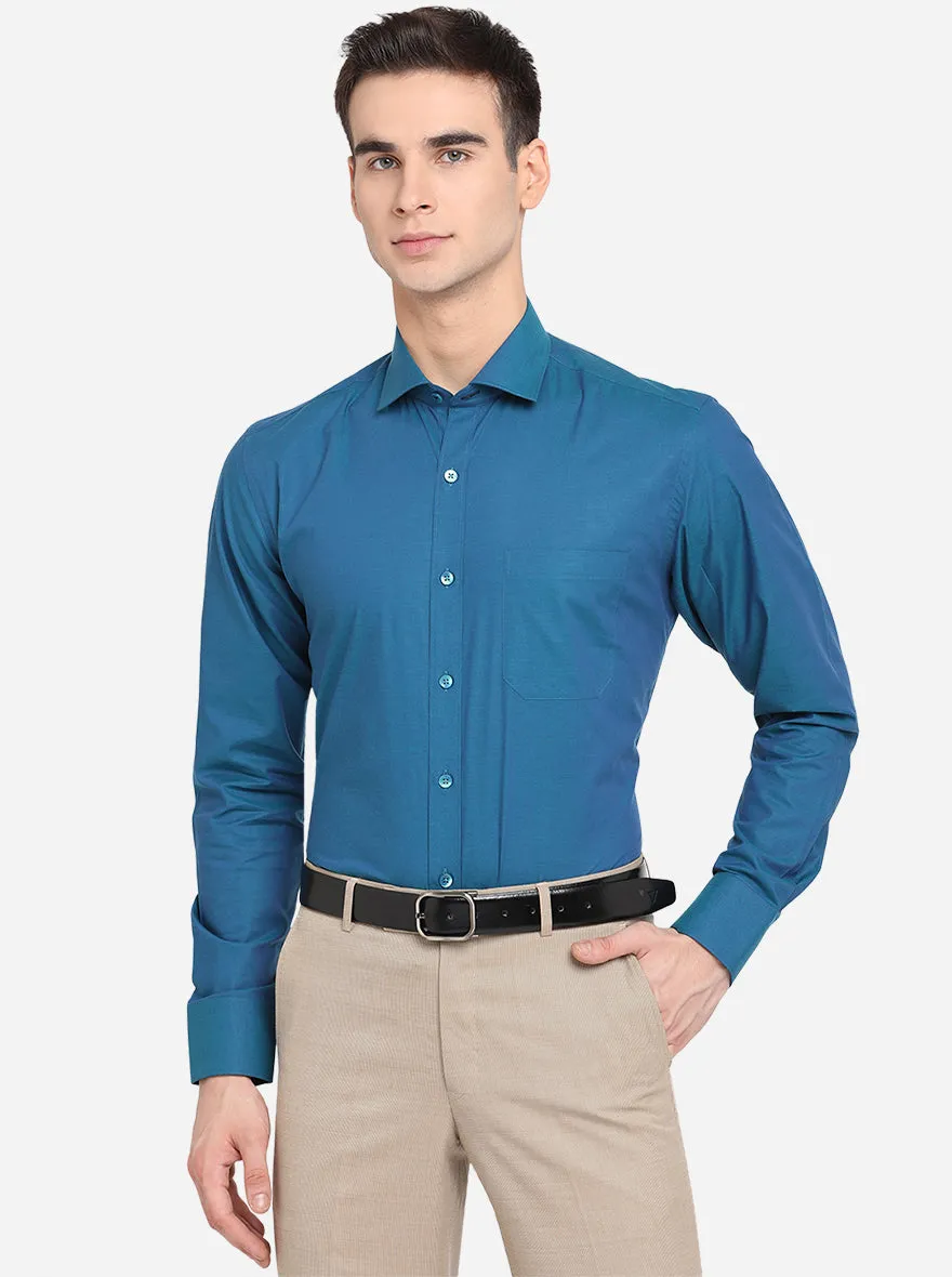 Cornflower Solid Slim Fit Formal Shirt | Metal