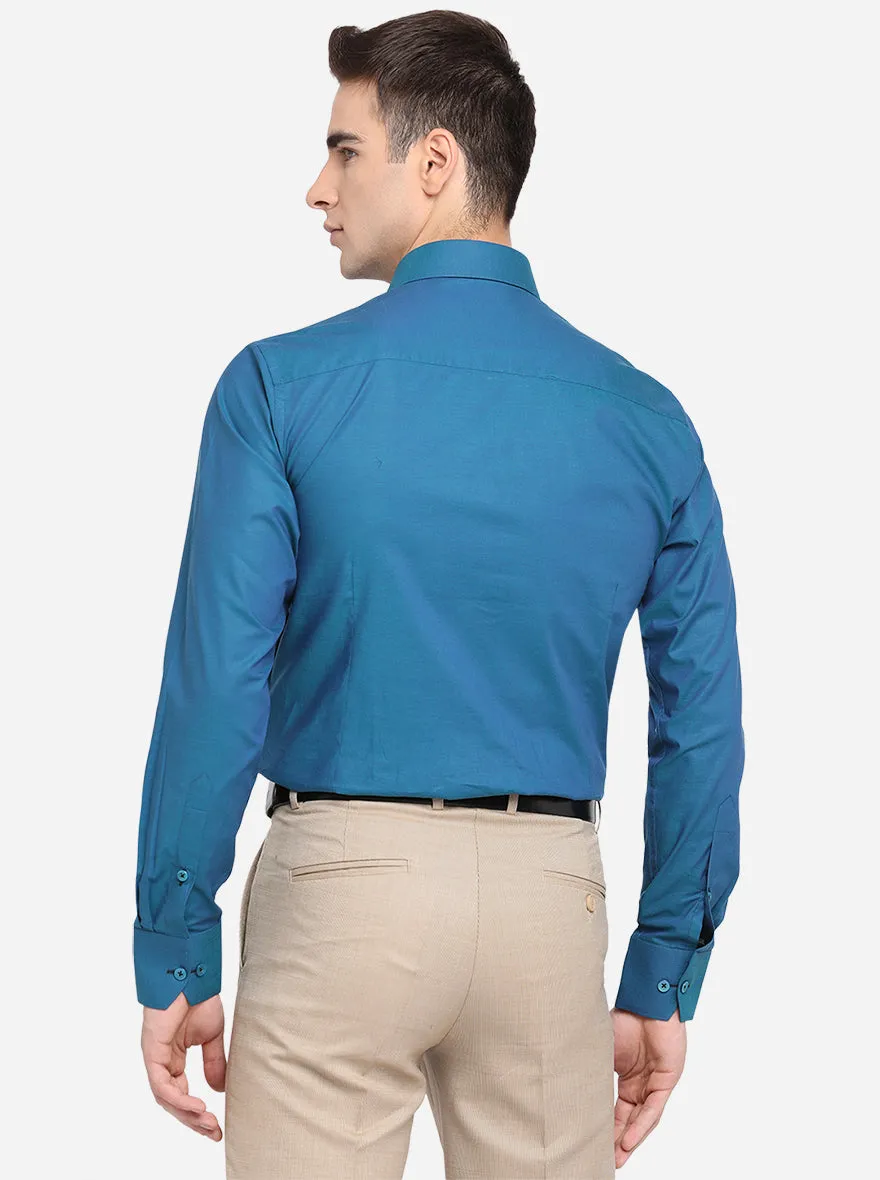 Cornflower Solid Slim Fit Formal Shirt | Metal