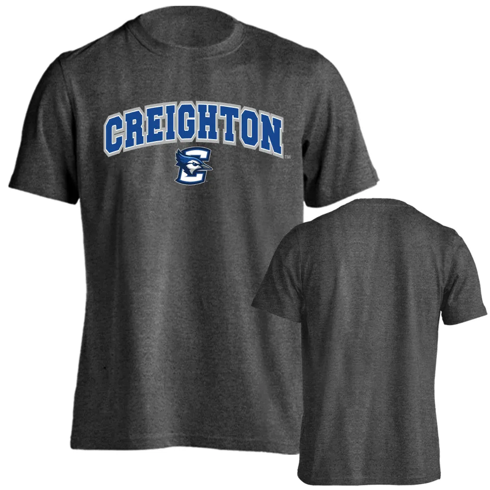 Creighton University Bluejays Arched Text with Mascot Short Sleeve T-shirt Tee