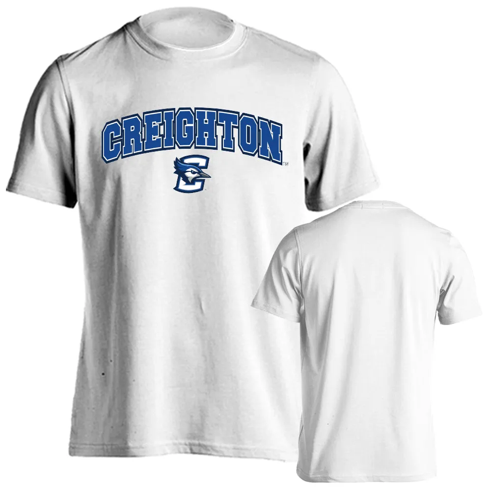 Creighton University Bluejays Arched Text with Mascot Short Sleeve T-shirt Tee