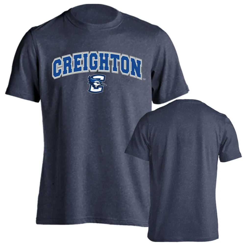 Creighton University Bluejays Arched Text with Mascot Short Sleeve T-shirt Tee