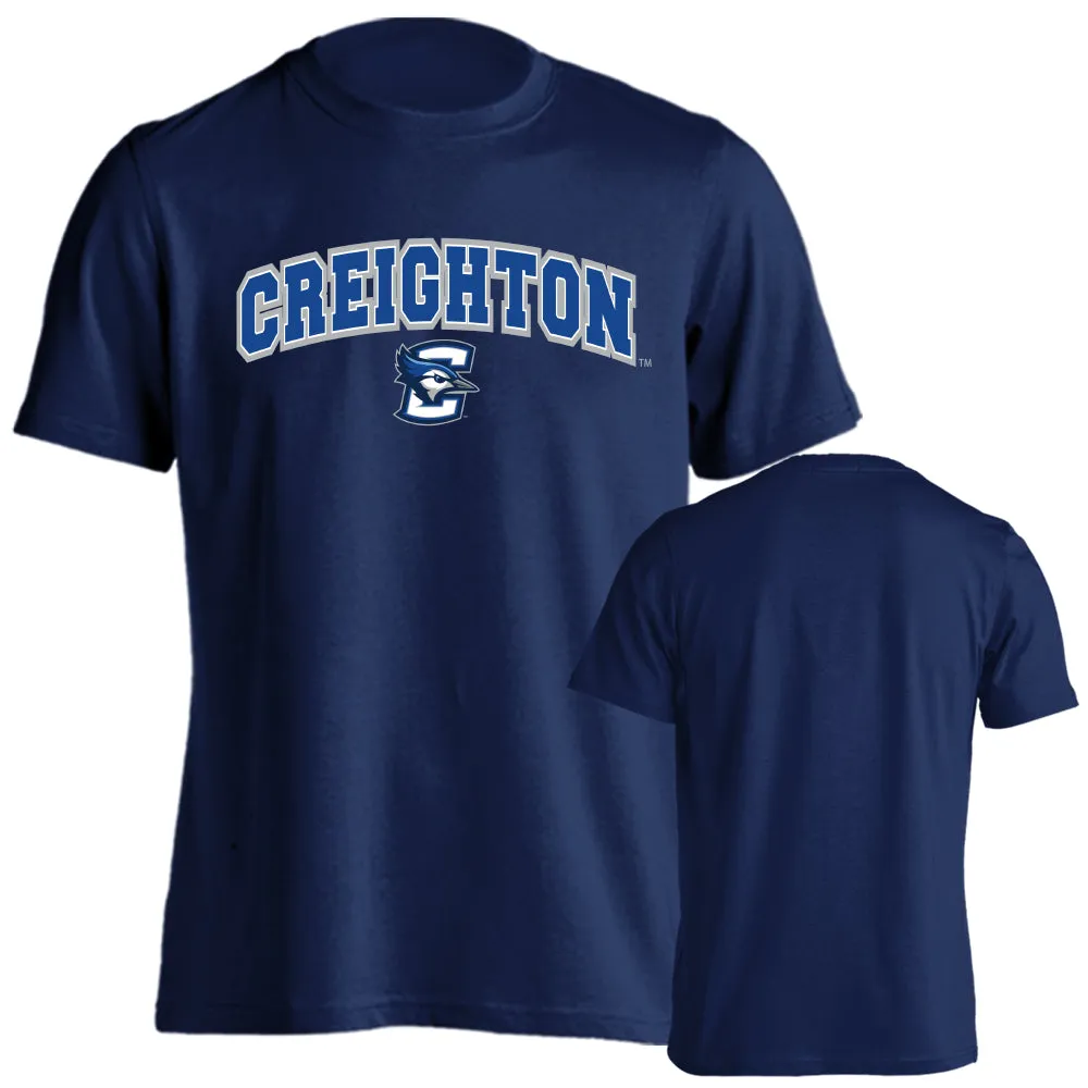 Creighton University Bluejays Arched Text with Mascot Short Sleeve T-shirt Tee