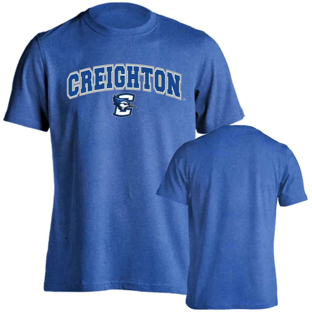 Creighton University Bluejays Arched Text with Mascot Short Sleeve T-shirt Tee