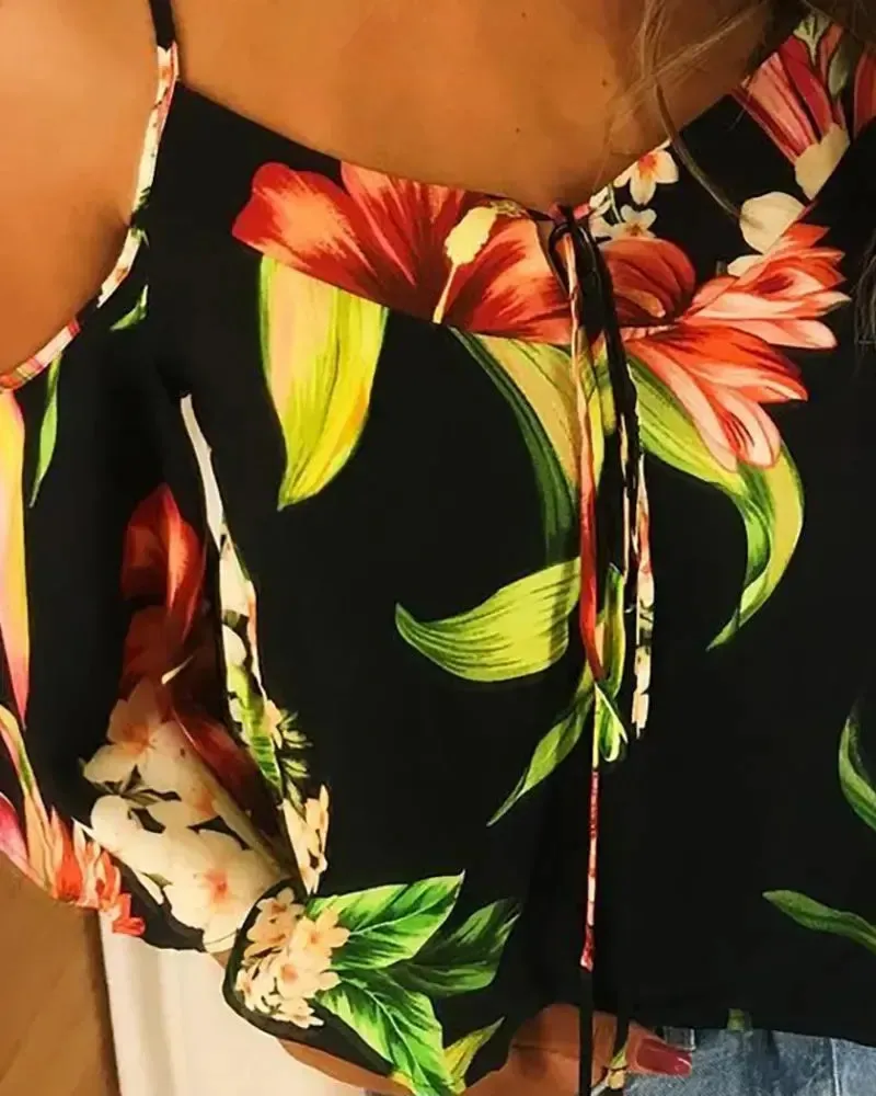 Deanwangkt - Off-the-shoulder floral blouse