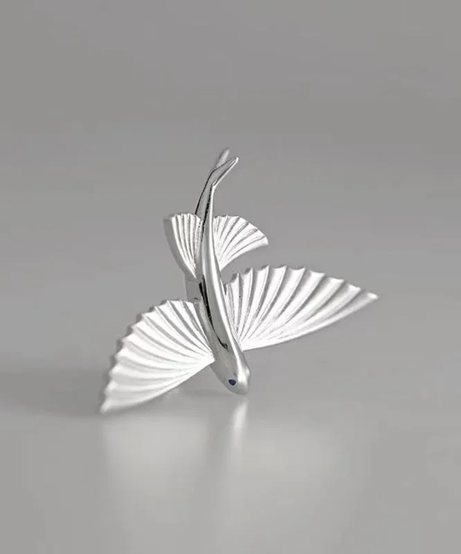 DIY Silk Sterling Silver Little Flying Fish Stud Earrings PO037