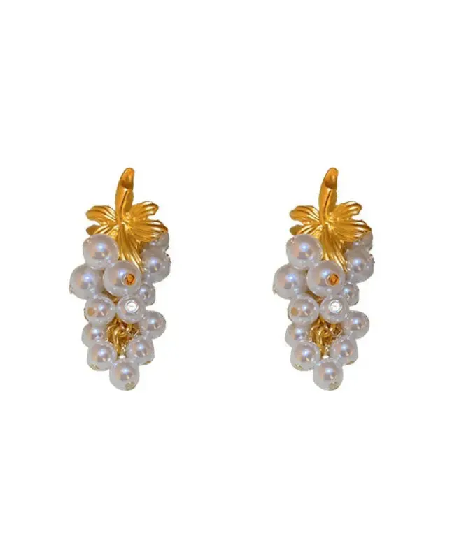 Fashion White Overgild Pearl Tassel Drop Earrings LY8954